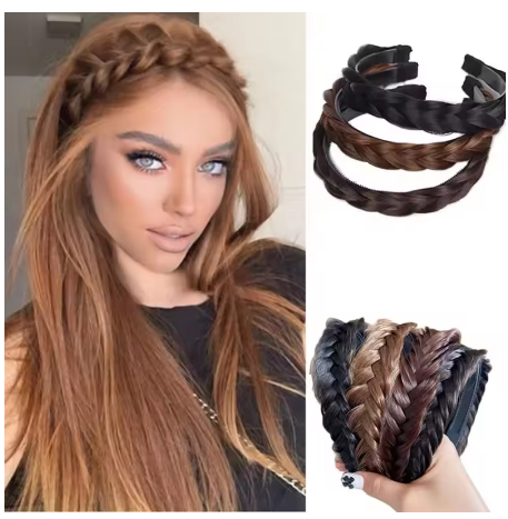 المرأة شعر مستعار اصطناعي تويست مضفر العصابات الشع...